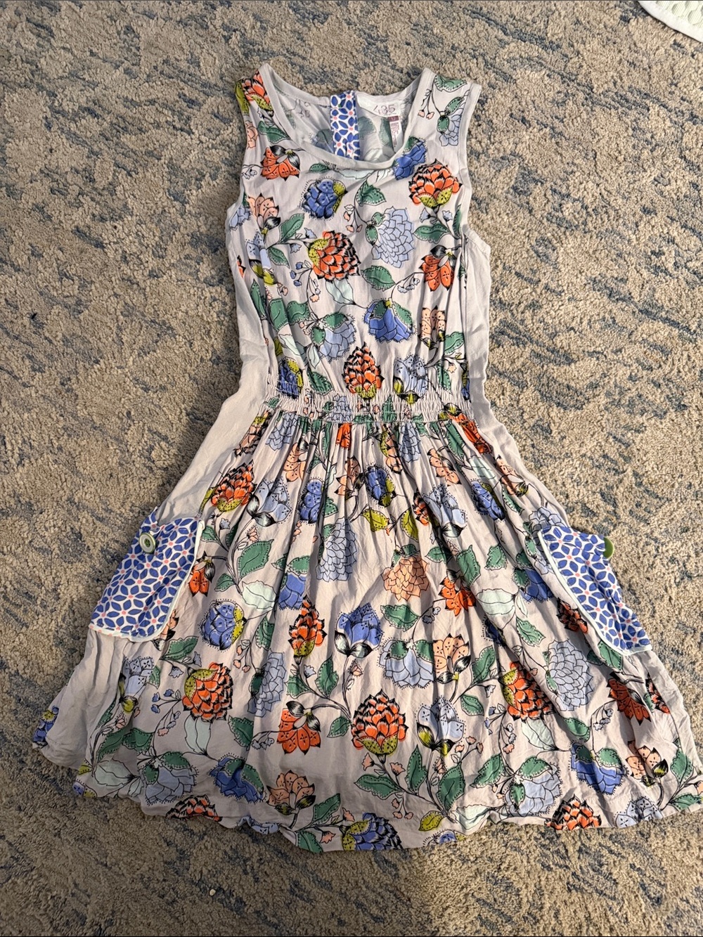 Matilda Jane Floral Pocket Dress - White, Blue, Orange, Green